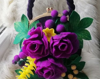 Felted Flower Handbag: Handmade Wool Designer Bag