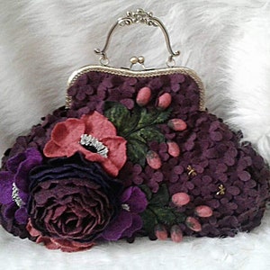 Sac pour femme avec fleurs feutrées Sac à main en feutre Sac à main en feutre Sac à fleurs en feutre Sac à main pour femme Sac à fleurs Sac en laine feutrée Sac végétalien