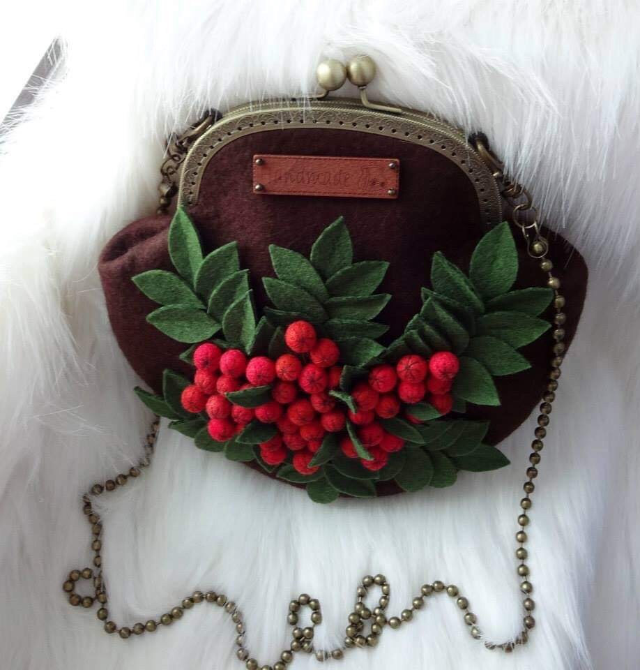 Berries Purse Felted Bag Felted Purse Shoulder Bag Felt Woman - Etsy