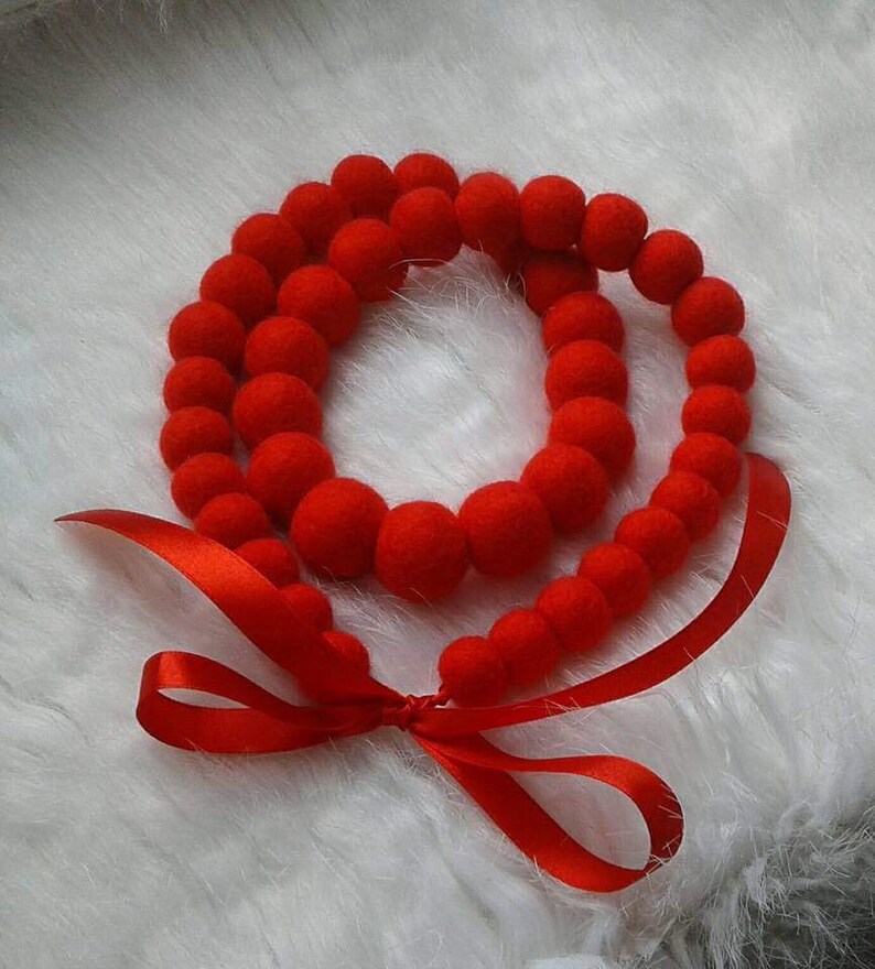 Felt balls necklace Red necklace felt jewelryRoman necklace Felted balls necklace Felted necklace Felted jewelry Long necklace Gift for girl