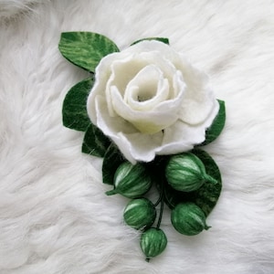 Large Felted Flower Brooch: Handmade Merino Wool Pin