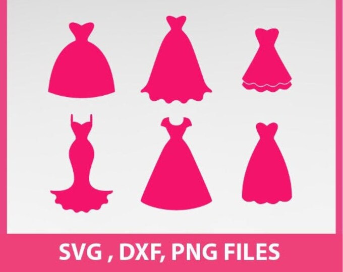 Dress Svg, Wedding dress SVG, Bridesmaid svg, DXF, PNG Formats, 8.5x11"...
