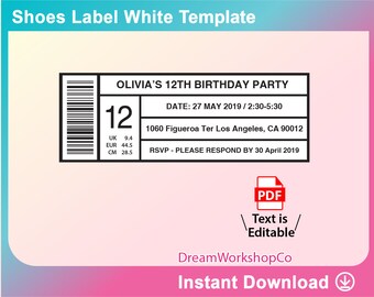 Shoe box label Clearance