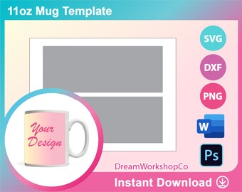 Download 8 5x11 Sheet Dxf Printable Png 11oz Mug Template Ms Word Docx Psd Sublimation Template Svg Paper Paper Party Supplies