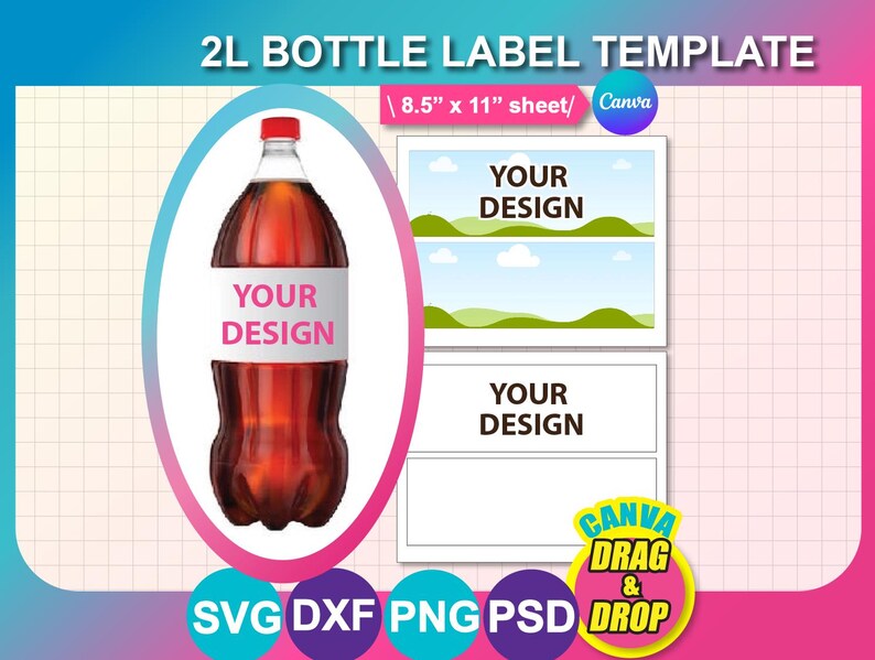 2 Liter Soda Bottle Wrapper Template, SVG, Canva, DXF, Ms Word Docx ...