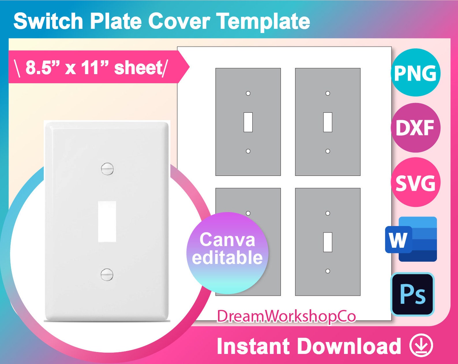 Light Switch Cover Template Switch Plate Cover Template - Etsy