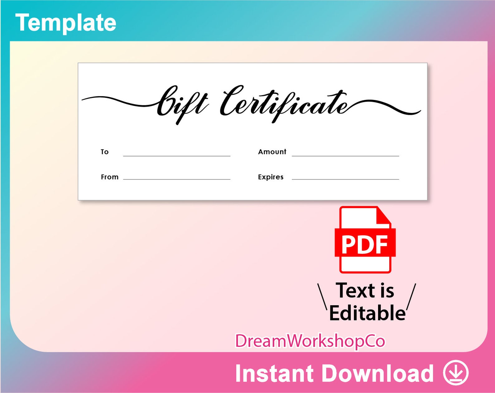 Editable Gift Certificate Template PDF 8.5x11 Sheet Etsy