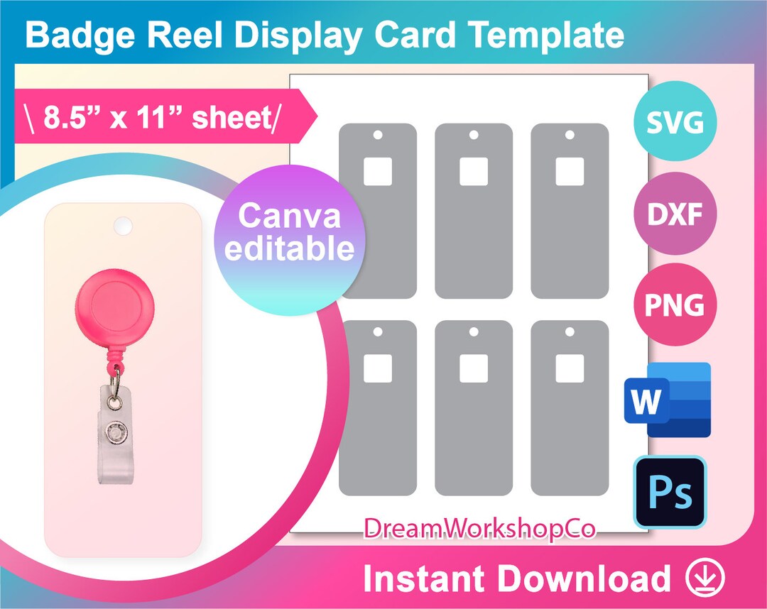 Badge Reel Card, Badge Reel Display Card, Badge Reel Card Template, SVG