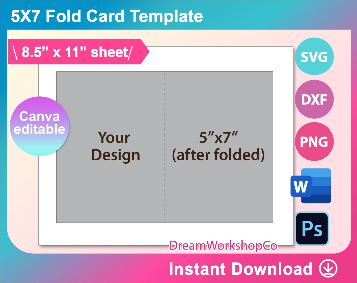 5x7 Invitation Card Template Postcard SVG DXF - Etsy
