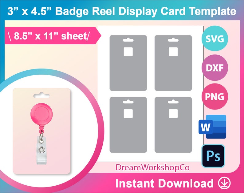 3x4.5 Badge Reel Card Badge Reel Display Card Etsy
