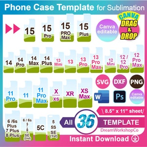 VERKAUF!! Bundle Sublimationsfolie, 32 Modelle, Canva, SVG, Dxf, Ms Word docx, Png, PSD, 8,5 "x 11" Blatt, Printable."