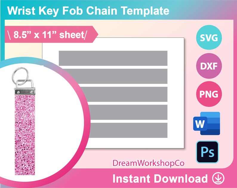 Wrist Key Fob Chain Key Fob Chain Template SVG DXF Ms Word Etsy