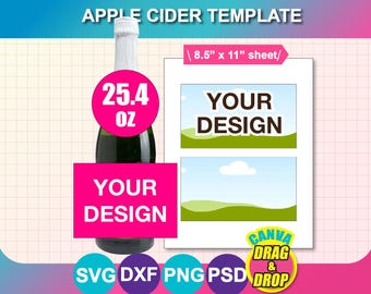 25.04oz Apple Cider Bottle Label Template, 8.5x11 (Digital Download)