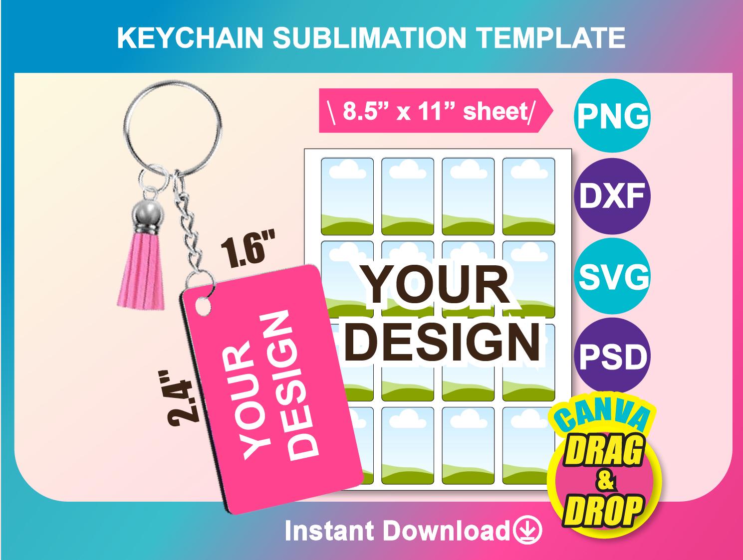 Rectangular Sublimation Keychains Rectangle Keychain Template, Sublimation Template, SVG, DXF, Canva, Png ...