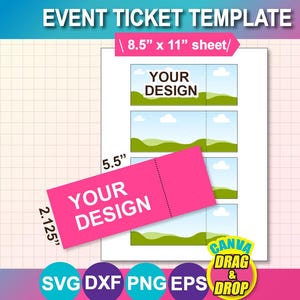 Event Ticket Template, Anpassbares Design, Canva, Word, PSD (Digitaler Download)
