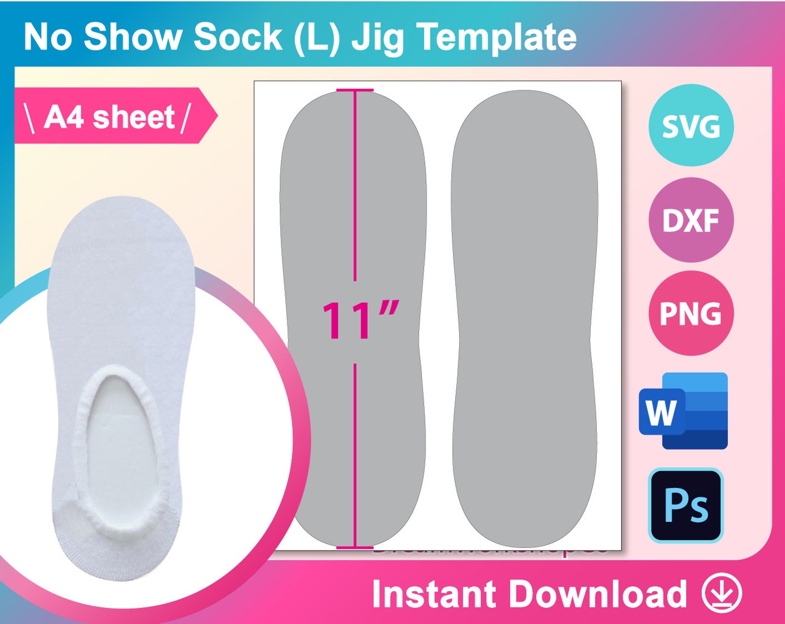 Sock Jig L Template No Show Sock Jig Template sublimation | Etsy