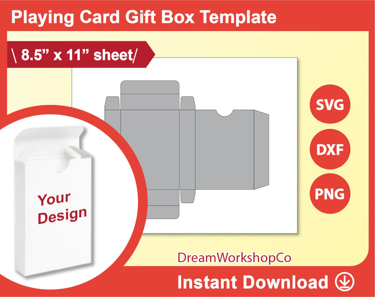 Playing Card Box Template Trading Card Box Template SVG Etsy