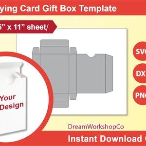 Playing Card Box Template, Trading Card Box Template, SVG, DXF, Png, 8.5"x11" sheet, Printable, Instant Download