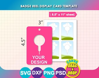 Badge Reel display Card Template, 3x4.5 (svg, dxf, png, psd, docx Digital Download)