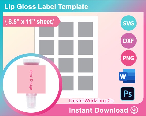 lip gloss label template blank label template lip gloss tube etsy