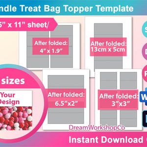 Treat Bag Topper Template, Bundle Treat Bag Topper, 4 Sizes. SVG, DXF ...