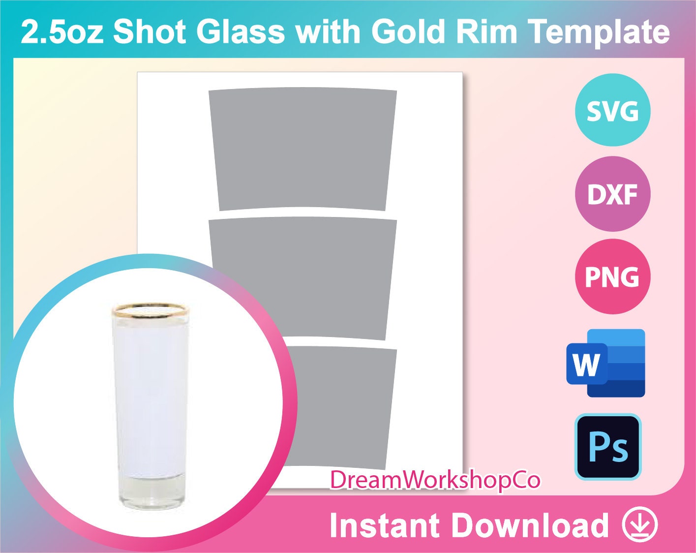 Download 2.5oz Shot Glass template Sublimation Ms word PSD PNG | Etsy