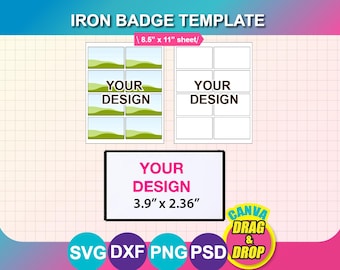 Hat patch, Rectangle Iron Patch Template, Iron Patch Sublimation Template, Iron on Patch SVG, DXF, Ms Word Docx, Png, Psd, 8.5x11 sheet