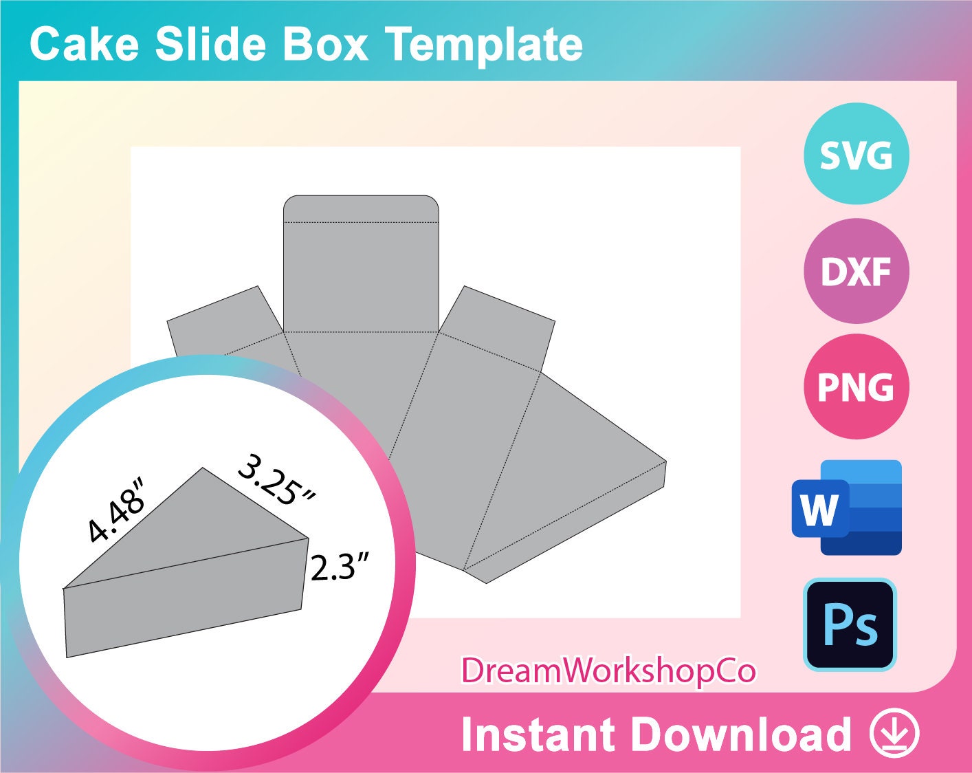 Cake Slice Box Template Cake Slice Box SVG Cake Box Svg | Etsy
