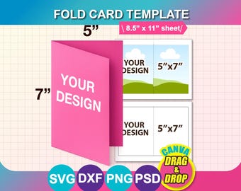 5"x7" Invitation Card template, postcard, SVG, DXF, Ms Word docx, Png, Psd, 8.5"x11" sheet, Canva, Printable, instant download