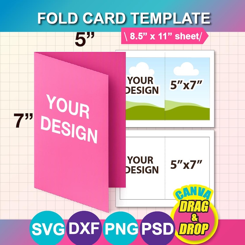 5x7 Card Template Word - Etsy