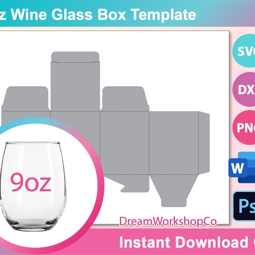 Champagne Flute Box Wine Glass Box Template Ms Word PSD Etsy