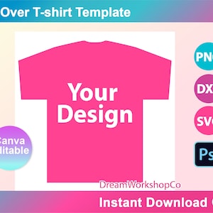 All over Tee Template, All over T-Shirt sublimation Template, Canva, SVG, DXF, Ms Word Docx, Png, Psd, 8.5x11 sheet, Printable