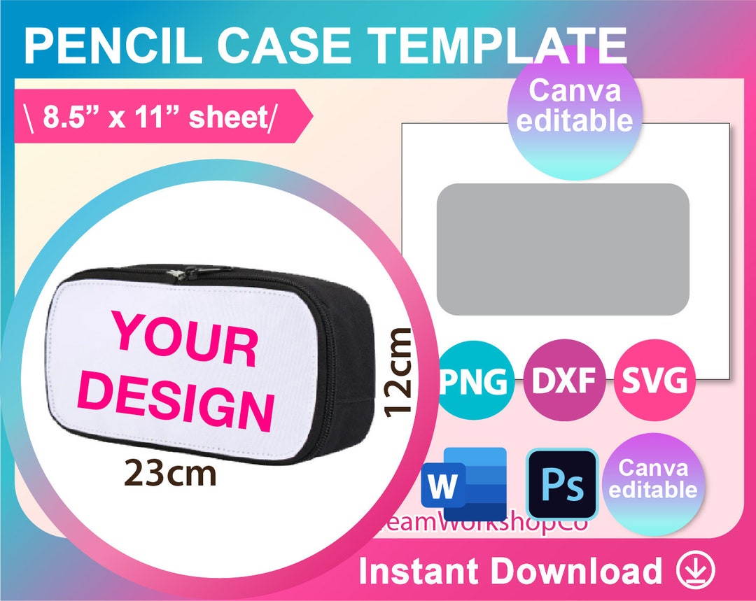 Pencil Box Template, Pencil Box Sublimation, Back to School, Canva, SVG