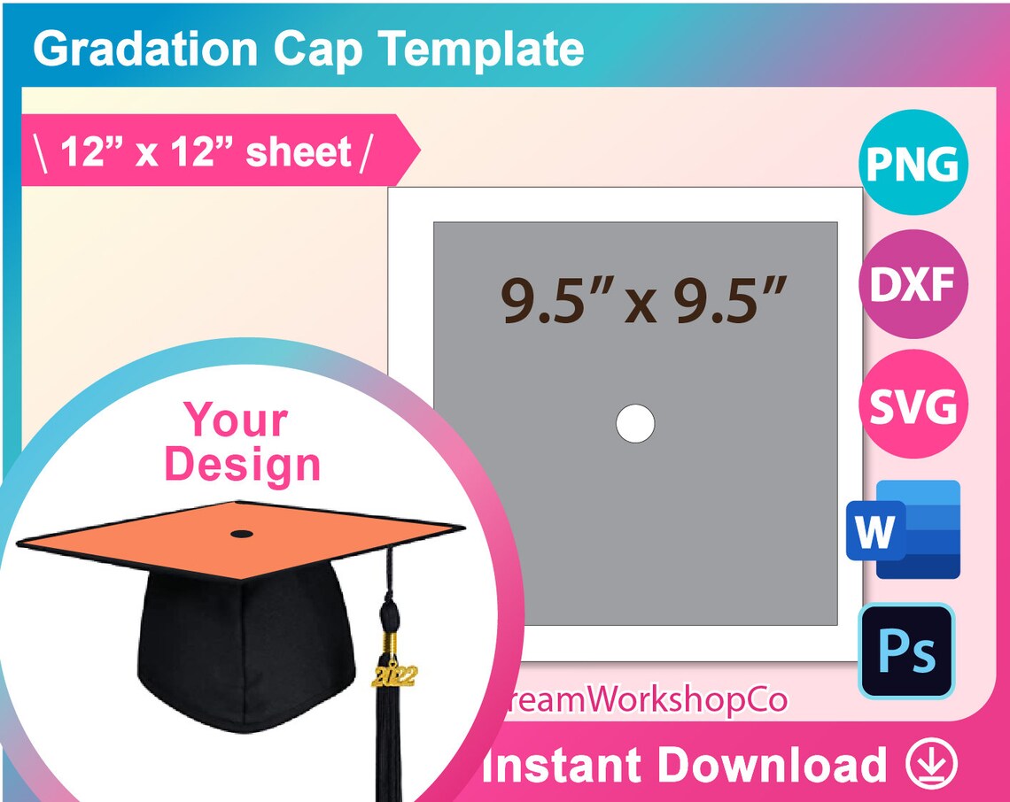 9 5 X 9 5 Graduation Cap Template Graduation Stole Template Etsy 9 5 X 9 5 Graduation Cap Template Graduation Stole Template Etsy