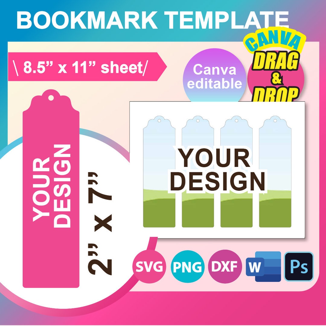 Bookmark Template, Bookmark Template SVG, DXF, Canva, Ms Word Docx, Png ...