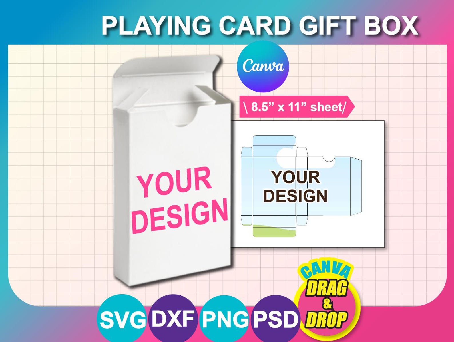 Playing Card Box Template, Trading Card Box Template, Poker Card Box ...