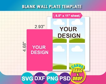 Blank Wall Plate Template, Blank Plate Cover, Canva, SVG, DXF, Psd, Png, Digital Download