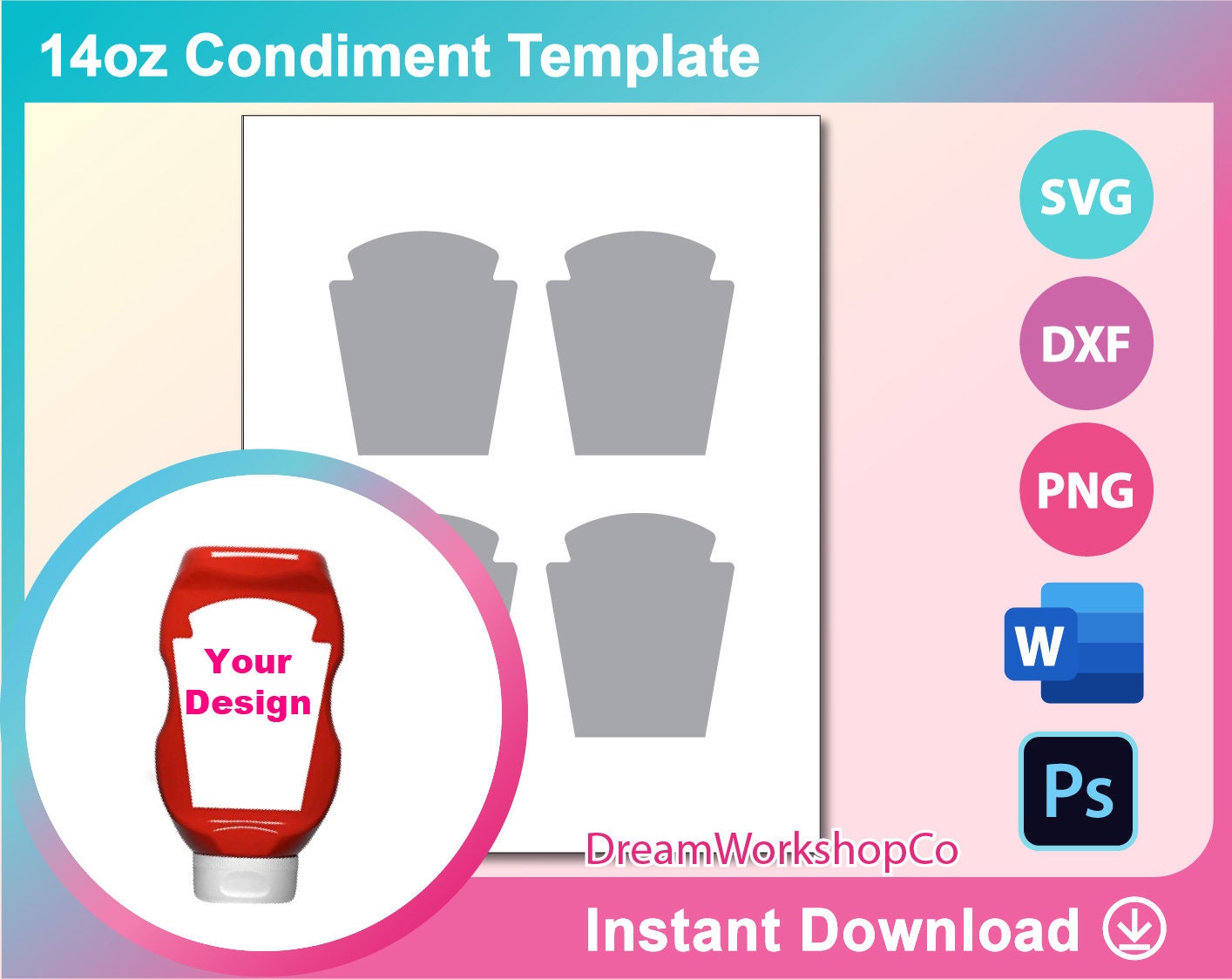Condiment Label Template SVG DXF Ms Word Docx Png PSD Etsy Canada