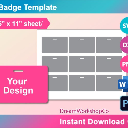 ID Badge Template Id Badge Blank Template Canva SVG DXF - Etsy