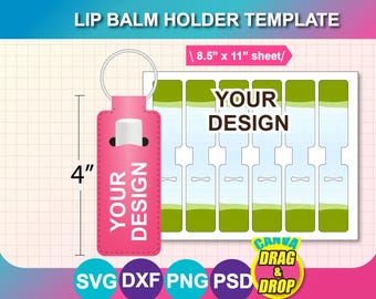 Plantilla para soporte de bálsamo labial, diseño por sublimación, SVG DXF PNG (hoja de 8,5 x 11")