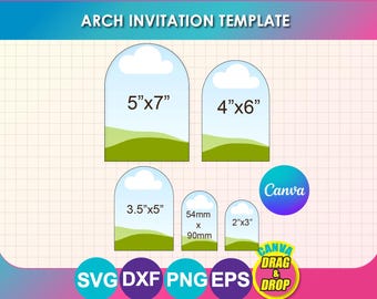 Arch Invitation Template, Postcard, Business Card, RSVP Card, Thank You Card Canva, SVG, DXF, Psd, Png