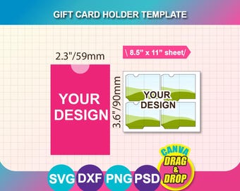 Gift Card Holder Template: Canva Drag & Drop, SVG, PNG, DXF (Instant Download)