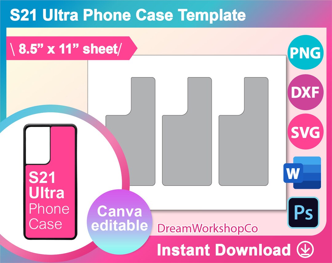 S21 Ultra Template, Phone Case Template for Sublimation, SVG, Dxf