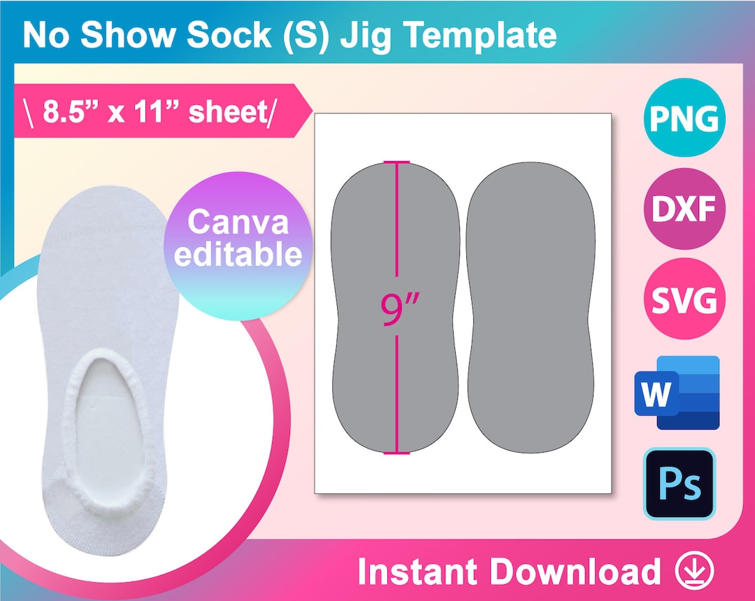 Sock Jig Template No Show Sock Jig Template Sublimation Etsy