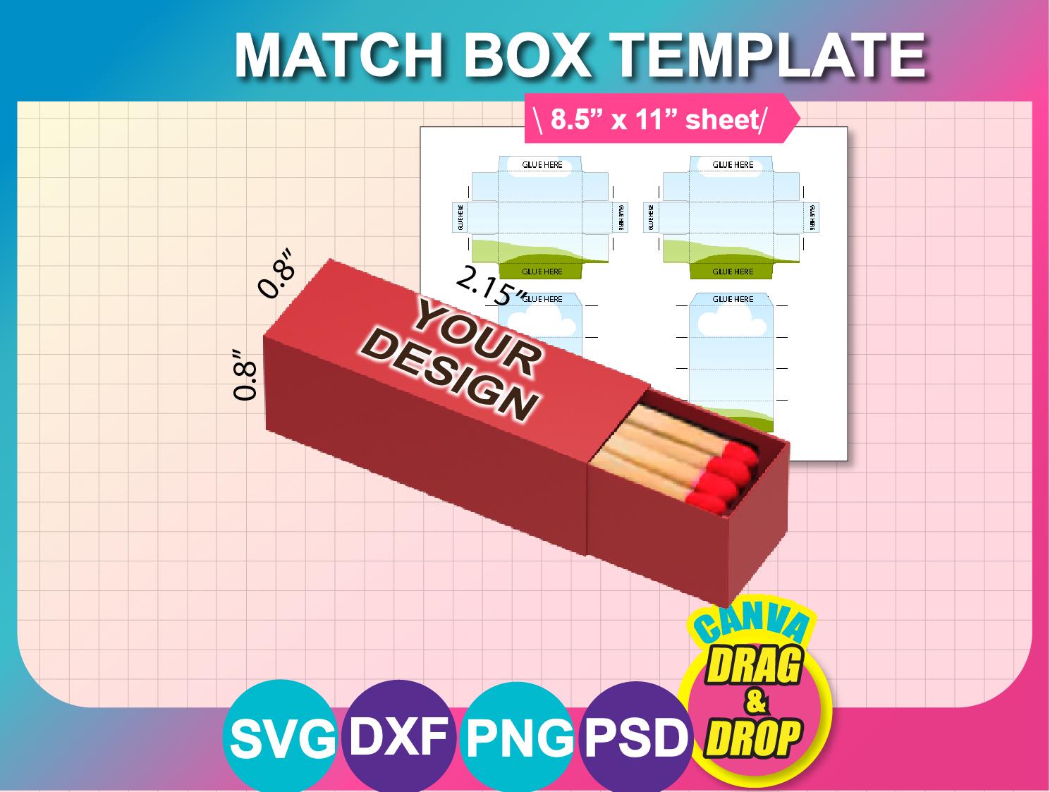 Match Box Template, Canva, SVG, DXF, Ms Word DOCX, Png, Psd, 8.5"x11 ...