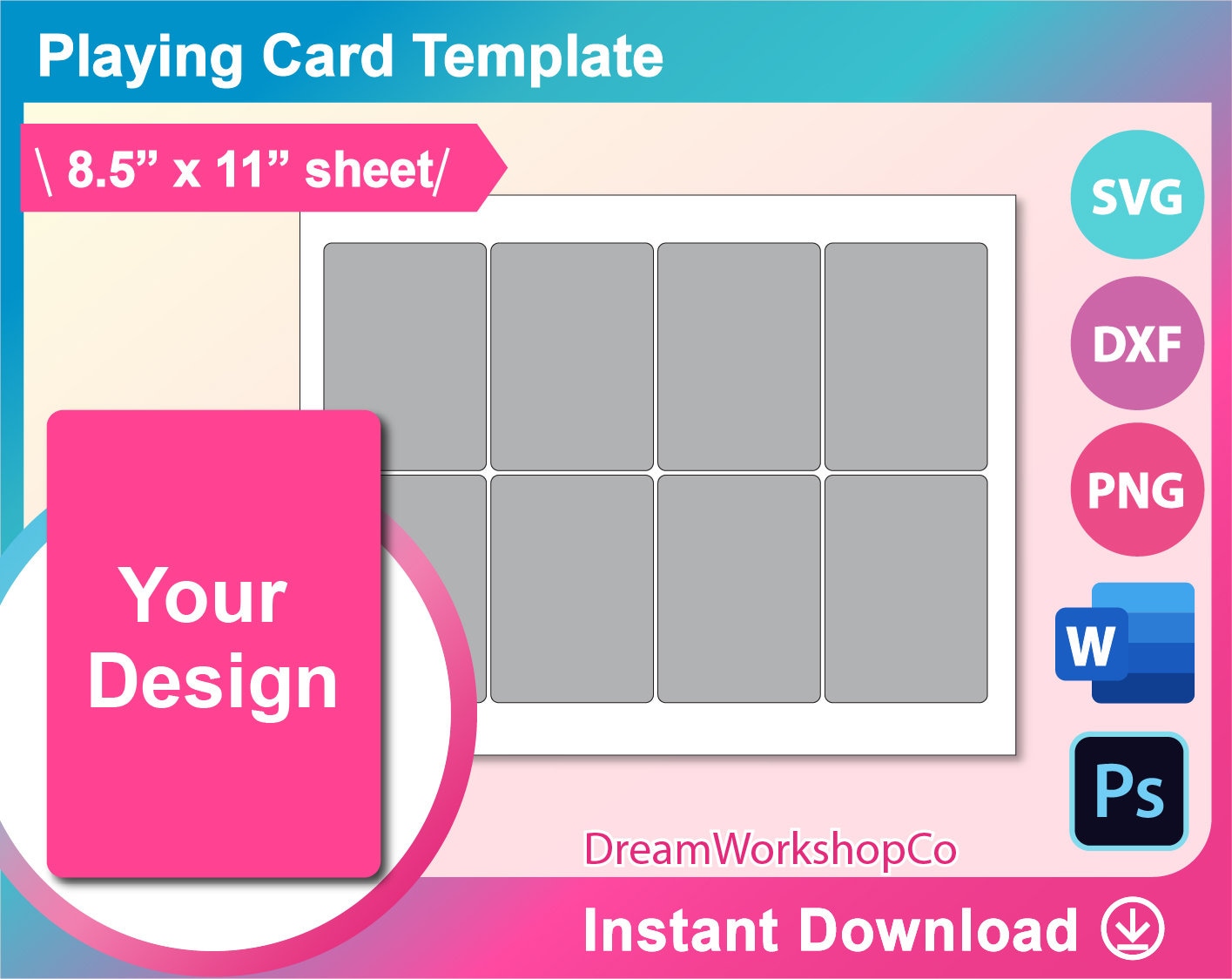3.5 X 2.5 Playing Card Template SVG DXF Ms Word Docx Png - Etsy Norway