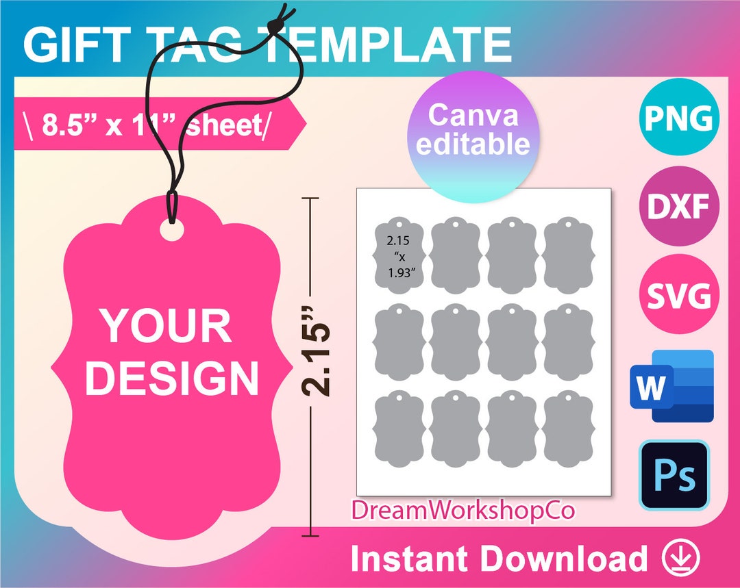 Gift Tag Template SVG Hang Tag Template SVG DXF Ms Word Etsy Gift Tag Template SVG Hang Tag Template SVG DXF Ms Word Etsy
