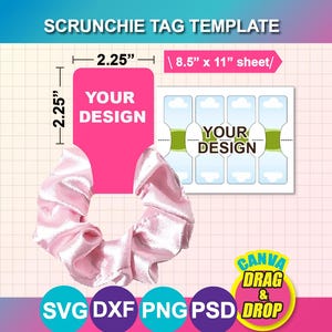 Szablon etykiety Scrunchie: Canva, SVG, DXF, PNG, do pobrania w wersji cyfrowej, arkusz 8,5 x 11 cali