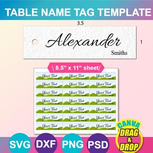 Seating Name Tag Template SVG, DXF, Canva, Ms Word docx, Png, Psd, 8.5"x11" sheet, Printable, Instant Download