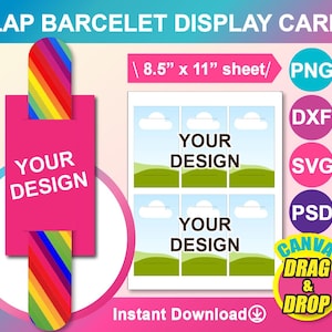 Plantilla de etiqueta para pulseras de bofetadas, plantilla de tarjeta de presentación, Canva, SVG, DXF, Ms word Docx, Png, Psd, hoja de 8,5 x 11", imprimible, descarga instantánea